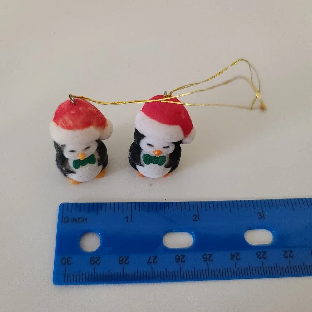 Avon Ornament Flocked Penguins Ornaments Set of 2